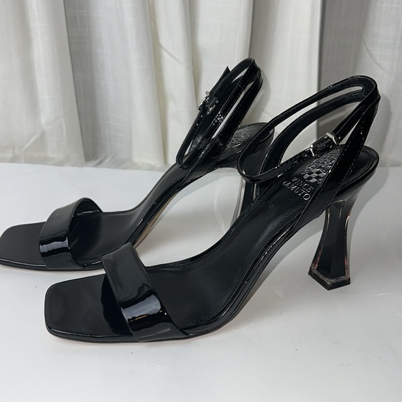 Vince Camuto Rabenie Patent Leather Ankle Strap Ice Cube Heel Dress Sandals - Picture 4 of 9